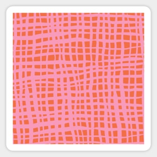 Retro grid pattern - orange and pink Sticker
